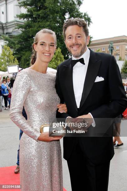 Austrian politician Harald Mahrer and his wife Andrea Samonigg-Mahrer attend the 'La Clemenzia di Tito' premiere during the Salzburg Festival 2017 on...