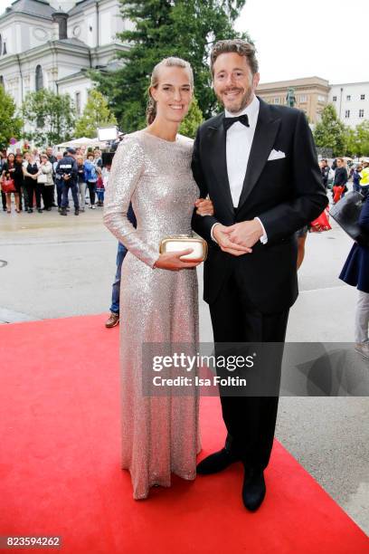 Austrian politician Harald Mahrer and his wife Andrea Samonigg-Mahrer attend the 'La Clemenzia di Tito' premiere during the Salzburg Festival 2017 on...