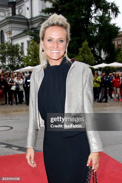 Former Austrian skier Alexandra Meissnitzer attends the 'La Clemenzia di Tito' premiere during the Salzburg Festival 2017 on July 27, 2017 in...