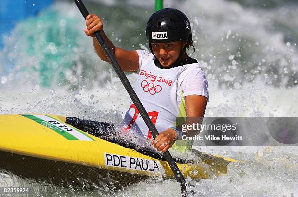 Poliana De Paula of Brazil competes in the Women's Kayak Semifinals event at the Shunyi Olympic Rowing-Canoeing Park on Day 7 of the Beijing 2008...