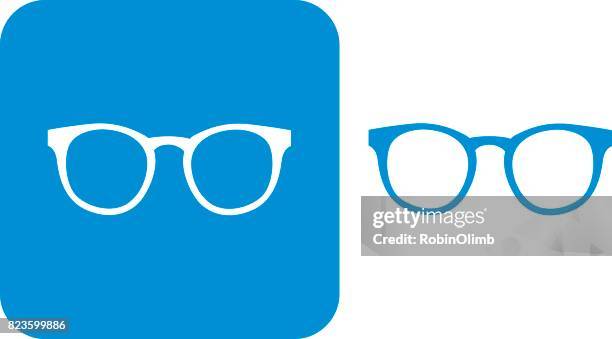 blaue hipster brillen icons - brillenglas stock-grafiken, -clipart, -cartoons und -symbole