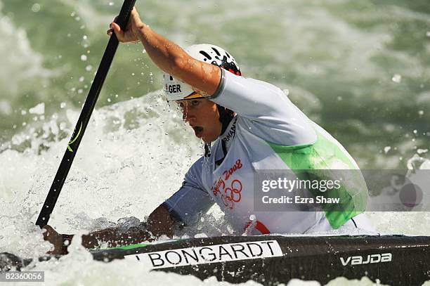 Jennifer Bongardt of Germany competes in the Women's Kayak Semifinals event at the Shunyi Olympic Rowing-Canoeing Park on Day 7 of the Beijing 2008...