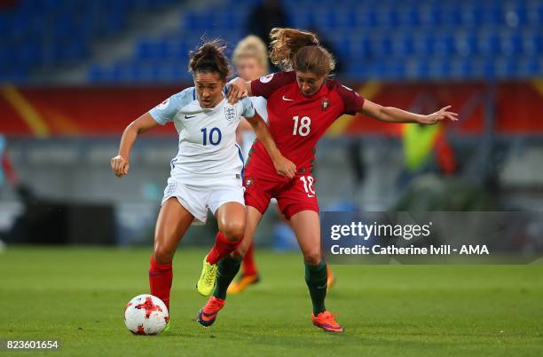 Fara Williams of England Women and Carolina Mendes of Portugal Women during the UEFA Women's Euro 2017 match between Portugal and England at Koning...