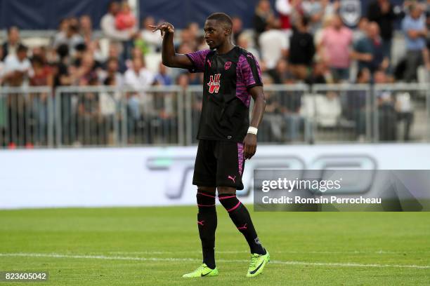 Younousse Sankhare of Bordeaux reacts after his goal during the UEFA Europa League qualifying match between Bordeaux and Videoton at Stade Matmut...