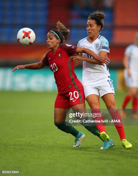 Suzane Pires of Portugal Women and Fara Williams of England Women during the UEFA Women's Euro 2017 match between Portugal and England at Koning...
