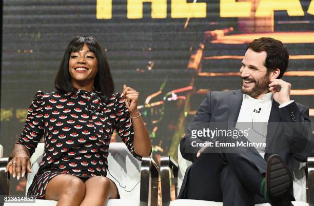 Actors Tiffany Haddish and Ryan Gaul of 'The Last O.G.' speak onstage during the TCA Turner Summer Press Tour 2017 Presentation at The Beverly Hilton...