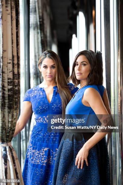 Professional wrestlers the Bella Twins, Nikki and Brie, are photographed for the NY Daily News on September 30 in New York City.