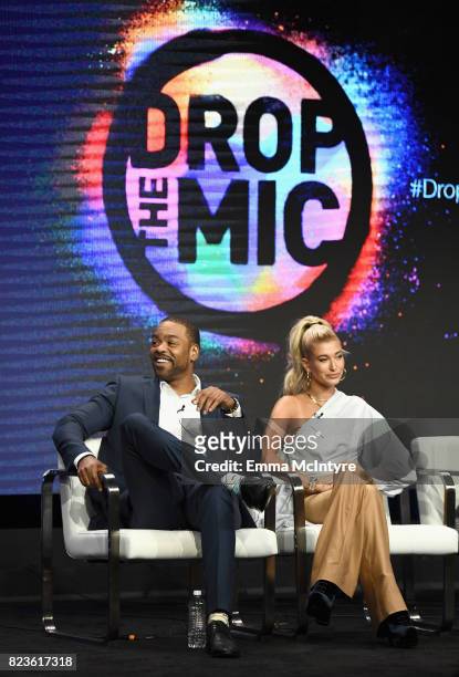 Hosts Method Man and Hailey Baldwin of 'Drop The Mic' speak onstage during the TCA Turner Summer Press Tour 2017 Presentation at The Beverly Hilton...