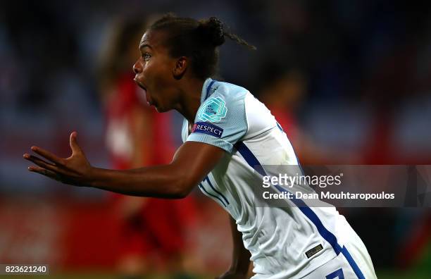 Nikita Parris of England celebrates after scoring her teams second goal of the game during the UEFA Women's Euro 2017 Group D match between Portugal...