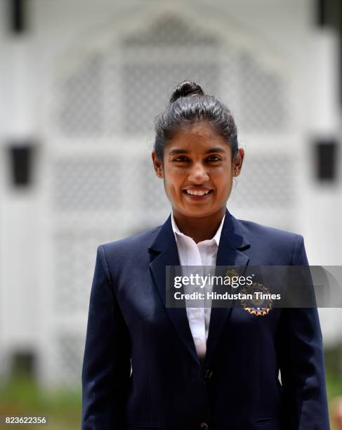 Indian Women's Cricket team captain Mithali Raj during the felicitating event on July 27, 2017 in New Delhi, India. Mithali Raj led India to the...