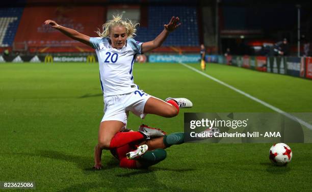 Alex Greenwood of England Women jumps over Ana Borges of Portugal Women during the UEFA Women's Euro 2017 match between Portugal and England at...