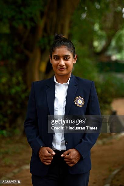 Indian Women's Cricket team captain Mithali Raj during the felicitating event on July 27, 2017 in New Delhi, India. Mithali Raj led India to the...