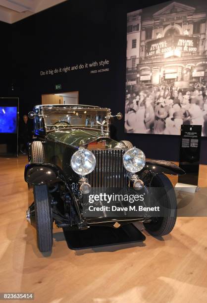 The Fred Astaire Rolls-Royce Phantom is displayed at the world premiere of the 'The Great Eight Phantoms - A Rolls-Royce Exhibition' at Bonhams on...