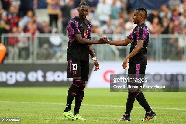 Younousse Sankhare and Francois Kamano of Bordeaux during the UEFA Europa League qualifying match between Bordeaux and Videoton at Stade Matmut...