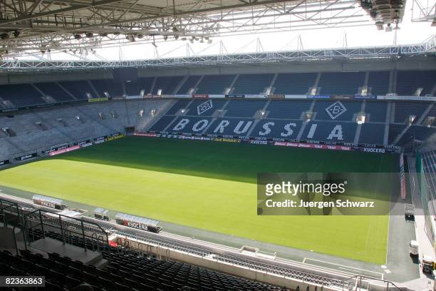 General view of the Borussia Park is seen on August 15, 2008 in Moenchengladbach, Germany. Officials from DFB and FIFA are touring Germany to inspect...