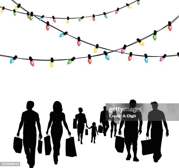 festive shopping deals - young couple stock illustrations
