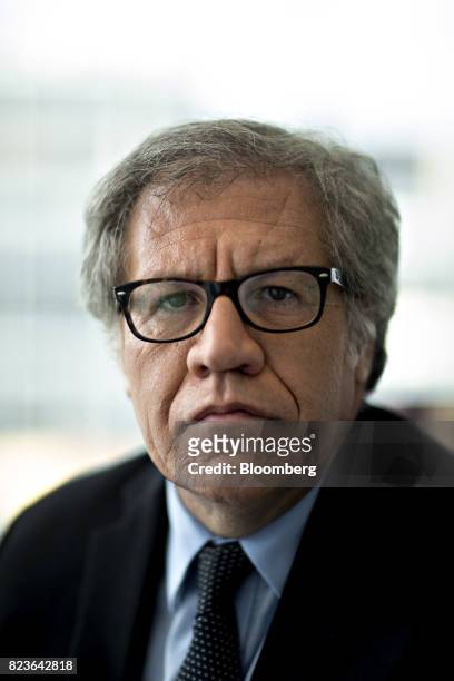 Luis Almagro, secretary general of the Organization of American States , stands for a photograph following a Bloomberg Television interview in...