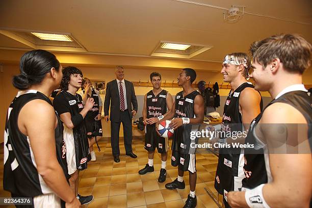 Actors Adam Sevani , Adrian R'Mante, Wesley Jonathan, Kyle Lowder and Joshua Henderson participates in the charity basketball game as part of the...