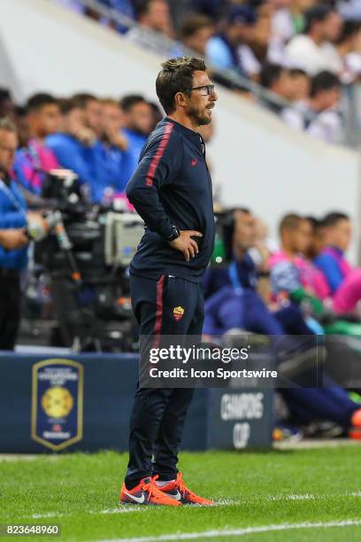 Roma head coach Eusebio Di Francesco during the International Champions Cup soccer game between Tottenham Hotspur and Roma on July 25 at Red Bull...