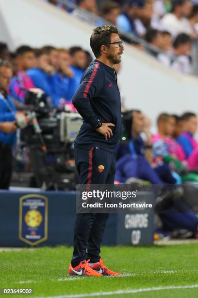 Roma head coach Eusebio Di Francesco during the International Champions Cup soccer game between Tottenham Hotspur and Roma on July 25 at Red Bull...