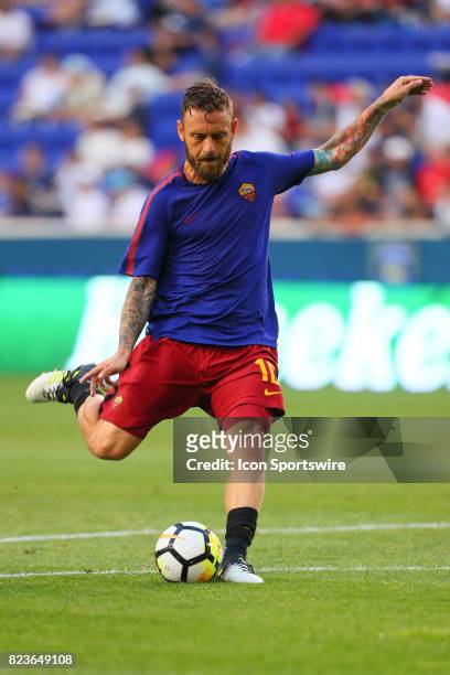 Roma midfielder Daniele De Rossi warms up prior to the International Champions Cup soccer game between Tottenham Hotspur and Roma on July 25 at Red...
