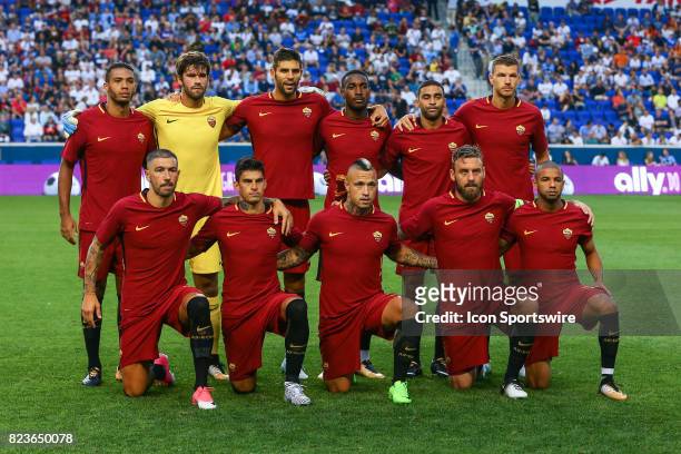 Roma starting eleven prior to the International Champions Cup soccer game between Tottenham Hotspur and Roma on July 25 at Red Bull Arena in...