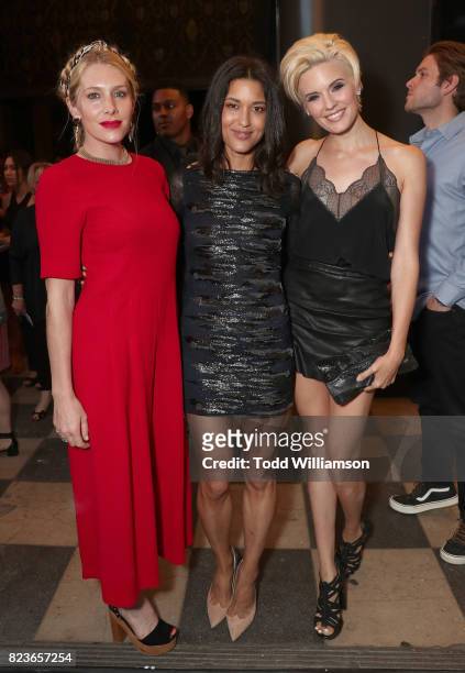 Casey LaBow, Julia Jones and Maggie Grace attend the premiere Of The Weinstein Company's "Wind River" at The Theatre at Ace Hotel on July 26, 2017 in...
