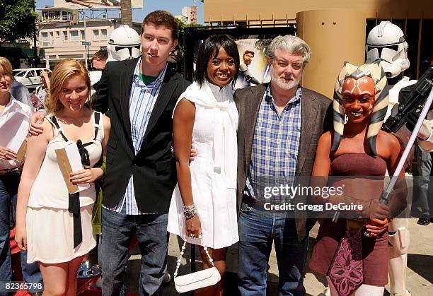 Executive Producer George Lucas , Charlotte Townsend, Jack Lucas and Mellody Hobson arrive at the U.S. Premiere Of "Star Wars: The Clone Wars" at the...