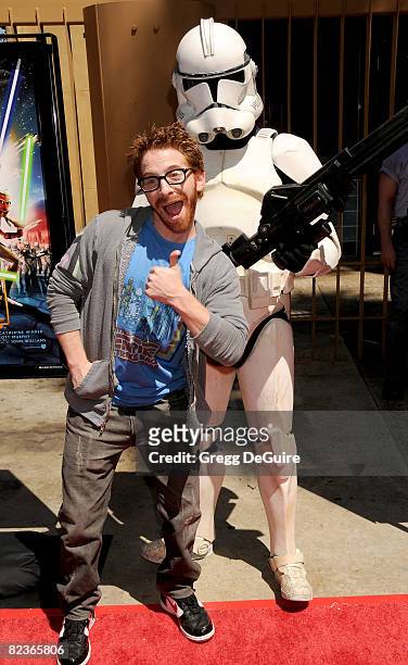 Actor Seth Green arrives at the U.S. Premiere Of "Star Wars: The Clone Wars" at the Egyptian Theatre on August 10, 2008 in Hollywood, California.