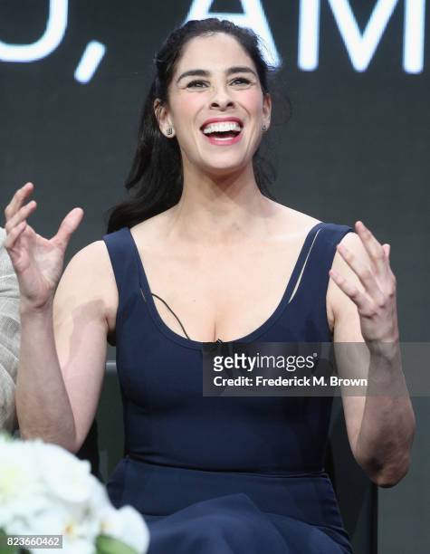 Star/executive producer Sarah Silverman of 'I Love You, America' speaks onstage during the Hulu portion of the 2017 Summer Television Critics...