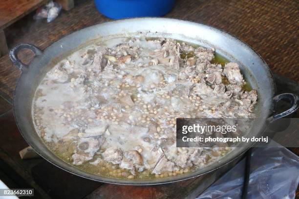 stewed pork with ground peanut - dayak stock pictures, royalty-free photos & images