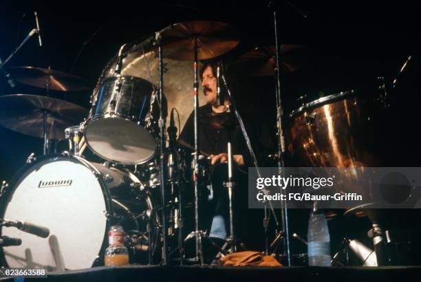 John Bonham plays with Led Zeppelin at Knebworth. This was the last time Led Zeppelin appeared in England. The audience was estimated at 187,000. On...