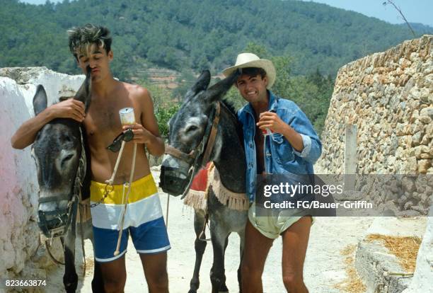 Wham during the recording of Club Tropicana at Pikes Hotel in Ibiza on March 16, 1983 in Ibiza, Spain. 170612F1