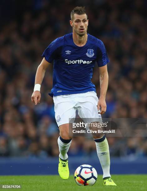 Morgan Schneiderlin of Everton in action during the UEFA Europa League Third Qualifying Round, First Leg match between Everton and MFK Ruzomberok at...