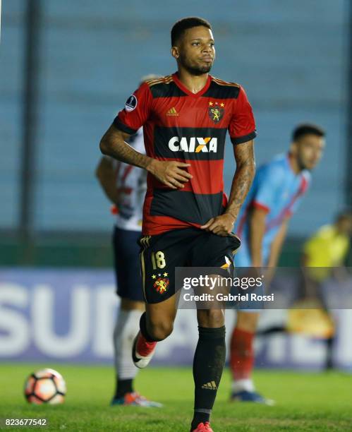 Andre Felipe of Sport Recife celebrates after scoring the first goal of his team during a second leg match between Arsenal and Sport Recife as part...