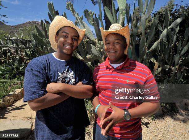 Actors Chris Massey and Kyle Massey attend the barbeque to benefit the Bony Pony Ranch Foundation on June 22, 2008 at Bony Pony Ranch in Malibu,...