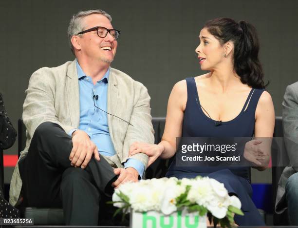 Executive producers Adam McKay and Sarah Silverman speak onstage during Summer TCA at The Beverly Hilton Hotel on July 27, 2017 in Beverly Hills,...