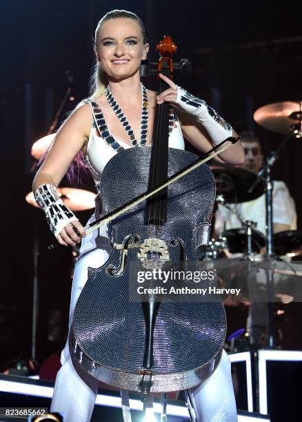 Grace Chatto of Clean Bandit performs during MTV Crashes Plymouth on July 27, 2017 in Plymouth, England.