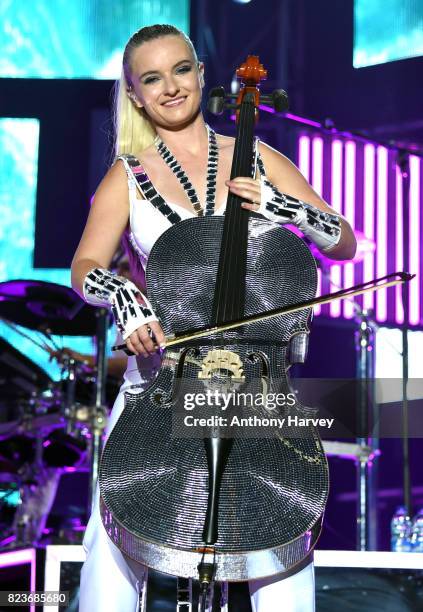 Grace Chatto of Clean Bandit performs during MTV Crashes Plymouth on July 27, 2017 in Plymouth, England.