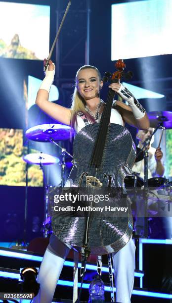 Grace Chatto of Clean Bandit performs during MTV Crashes Plymouth on July 27, 2017 in Plymouth, England.