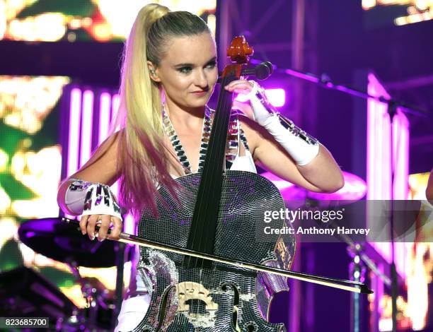 Grace Chatto of Clean Bandit performs during MTV Crashes Plymouth on July 27, 2017 in Plymouth, England.