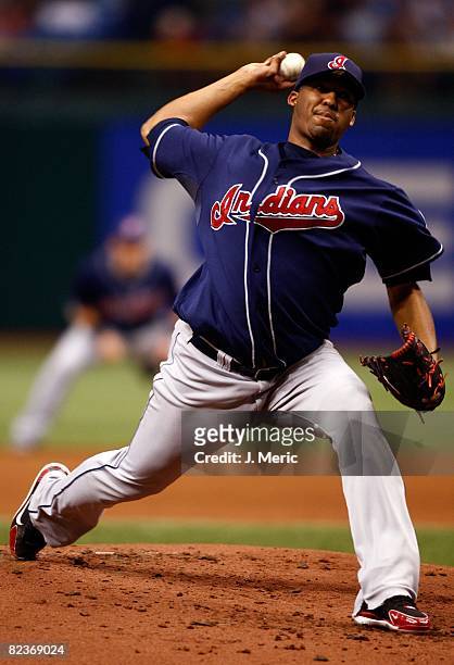 Starting pitcher Fausto Carmona of the Cleveland Indians pitches against the Tampa Bay Rays during the game on August 5, 2008 at Tropicana Field in...
