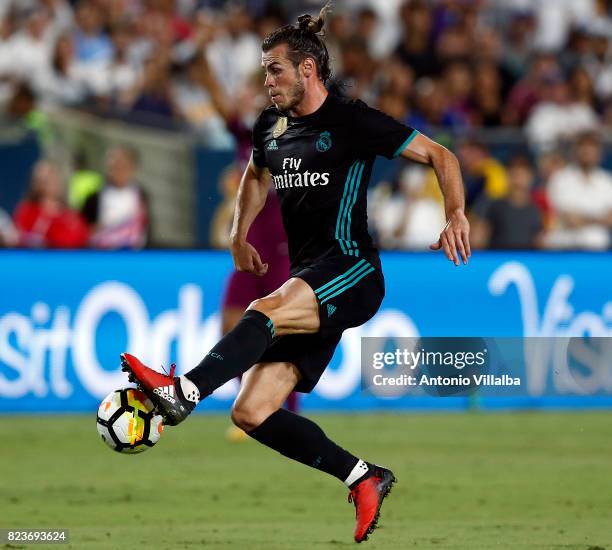 Gareth Bale of Real Madrid during a match against Manchester City during the International Champions Cup soccer match at Los Angeles Memorial...