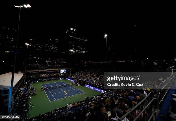 General view of stadium court during the match between Christopher Eubanks and Jared Donaldson the BB&T Atlanta Open at Atlantic Station on July 27,...
