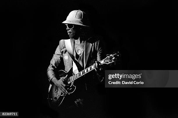 Johnny 'Guitar' Watson performing at the Town & Country Club on June 18, 1987 in London.