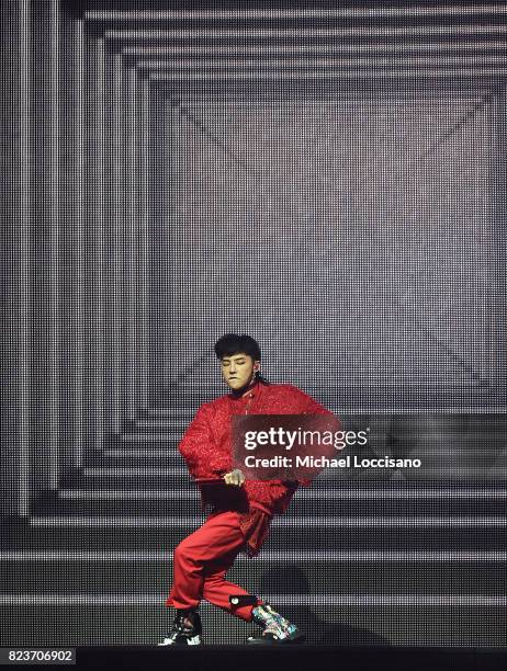 Singer G-Dragon performs at Barclays Center of Brooklyn on July 27, 2017 in the Brooklyn borough of New York City.