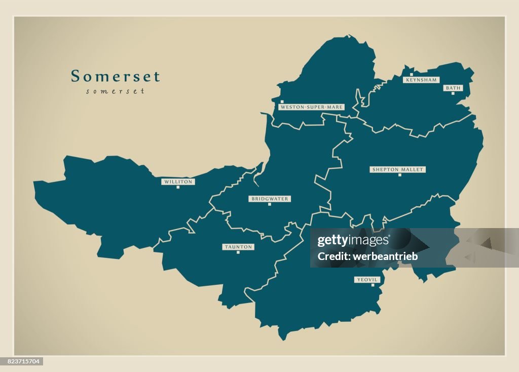 Postcode Area Somerset Modern Map Somerset County With Cities And Districts England Uk ...