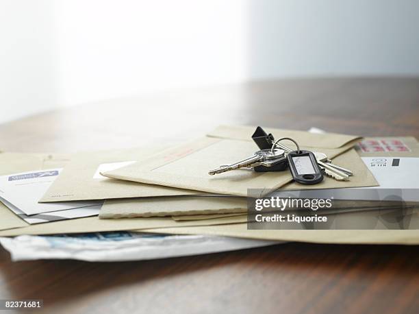 post and keys - mail letter stock pictures, royalty-free photos & images