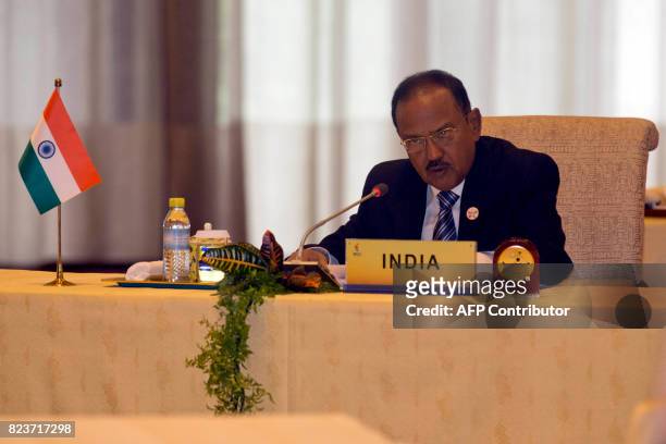 Indian National Security Advisor Ajit Doval attends the seventh meeting of BRICS senior representatives on security issues held at the Diaoyutai...