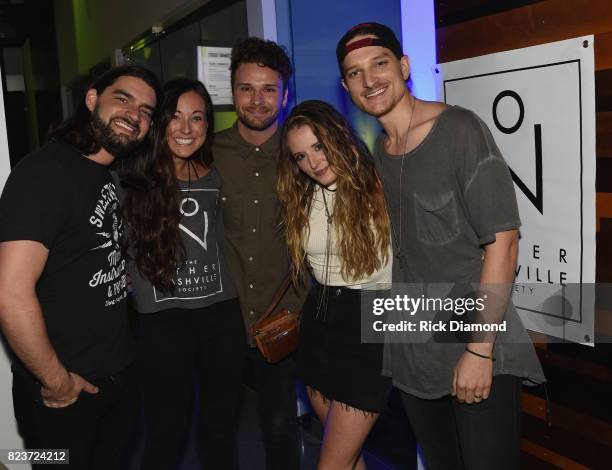 Davis Naish, Co-Founder Ally Venable, Joel Crouse, Emily Hackett, and Mikey Reeves attend The Other Nashville Society Launch Party on July 27, 2017...